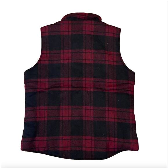 NWT Francesca's Harper Heritage Burgundy/Black Plaid Flannel/Sherpa Vest - Picture 2 of 8
